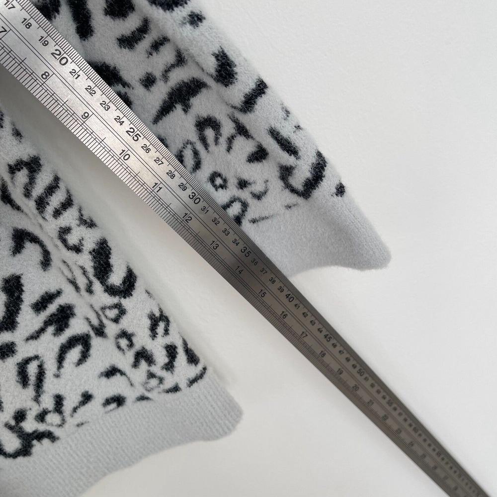 Chico's Leopard Print Long Cardigan 1/M Gray Pockets Cozy Boho Neutral Layering - Picture 14 of 15